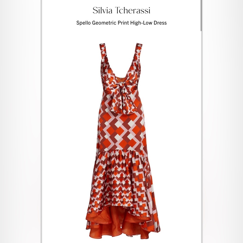 SILVIA TVHERASSI gorgeous Spello Geometric-Print High-Low Dress